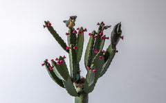 Kaktus mit Vögeln: Bemalte Holzarbeit