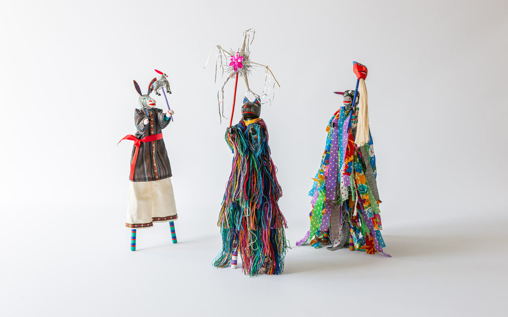 Karneval Figuren (drei): Bemalte Holzarbeit